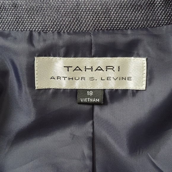 Tahari Arthur S. Levine Blue Blazer Business Career Jacket Crosshatch Size 18 - Picture 6 of 12